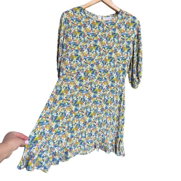 Faithfull The Brand Revolve Jeanette Floral Spring Summer Mini Dress, Sz Large - Picture 5 of 12